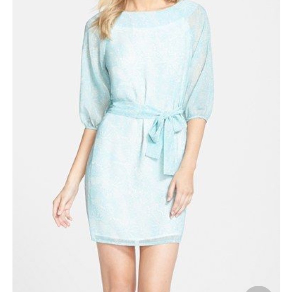 ‘Nicole’ Print Georgette Tie Waist Tunic Dress